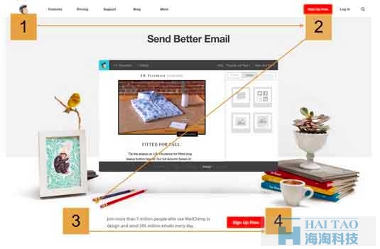 the MailChimp homepage