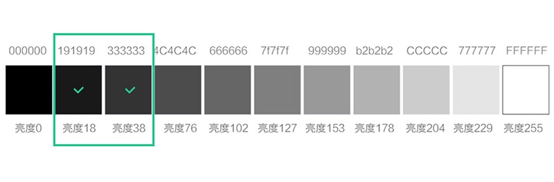 顏色定在#191919-#333333之間